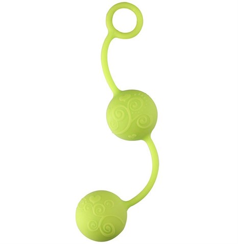 Зелёные вагинальные шарики с завитушками на поверхности - фото 393634