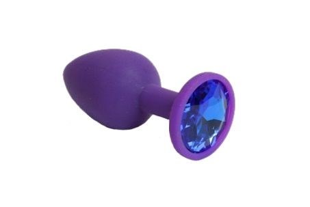 Фиолетовая силиконовая пробка с синим стразом - 7,1 см. - фото 393893