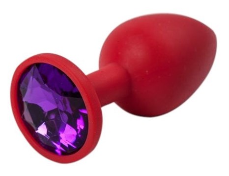 Красная силиконовая пробка с фиолетовым кристаллом - 7,1 см. - фото 393897