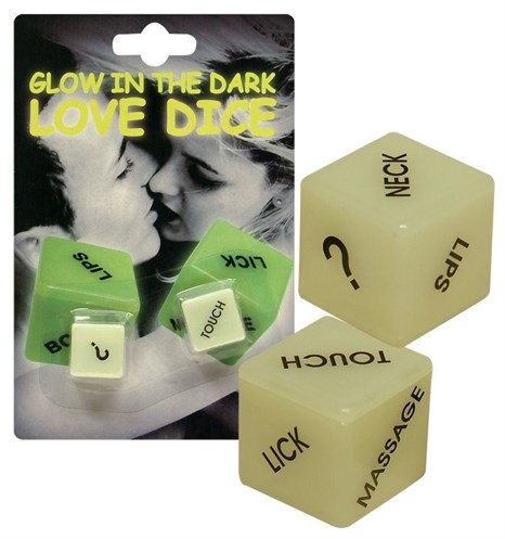 Кубики для любовных игр Glow-in-the-dark с надписями на английском - фото 394555