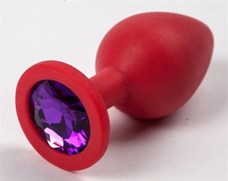 Красная силиконовая пробка с фиолетовым кристаллом - 9,5 см. - фото 395375