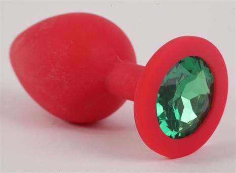 Красная силиконовая пробка с зеленым кристаллом - 9,5 см. - фото 395377