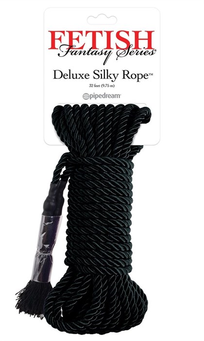 Черная веревка для фиксации Deluxe Silky Rope - 9,75 м. - фото 395642