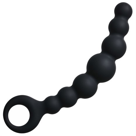 Чёрная упругая анальная цепочка Flexible Wand - 18 см. - фото 396267