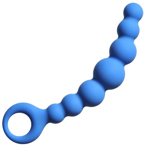 Синяя упругая анальная цепочка Flexible Wand - 18 см. - фото 396271