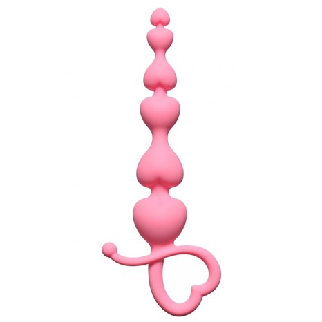 Розовая анальная цепочка Begginers Beads - 18 см. - фото 396335