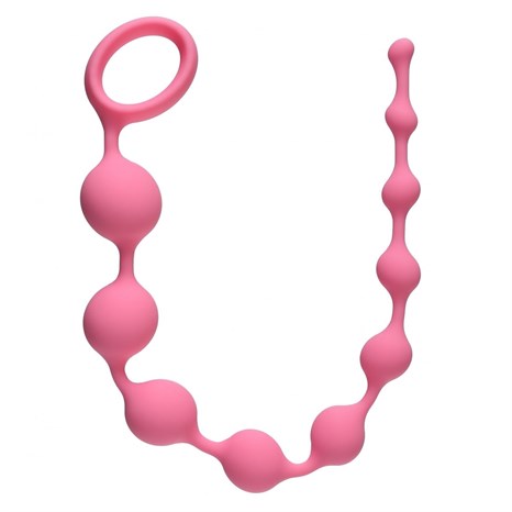 Розовая анальная цепочка Long Pleasure Chain - 35 см. - фото 396340