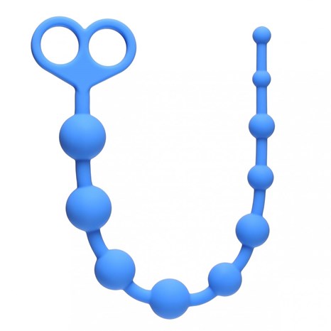 Голубая анальная цепочка Orgasm Beads - 33,5 см. - фото 396344