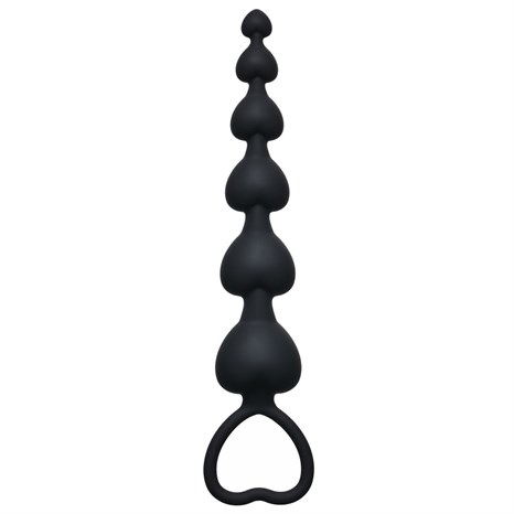Чёрная анальная цепочка Heart s Beads Black - 18 см. - фото 396491