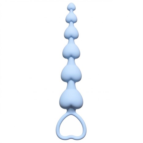 Голубая анальная цепочка Heart s Beads Blue - 18 см. - фото 396493