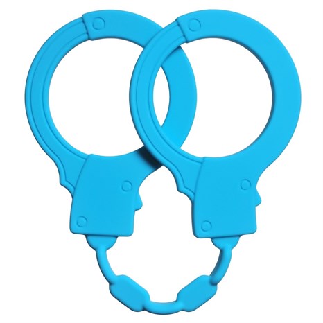 Голубые силиконовые наручники Stretchy Cuffs Turquoise - фото 396496