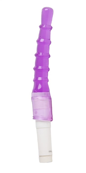 Фиолетовый анальный вибратор с рёбрышками - 23 см. - фото 397581