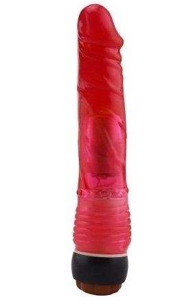 Красный вибратор-реалистик из упругого геля - 21,5 см. - фото 397603