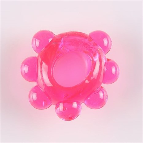 Розовое эрекционное колечко  Цветок - фото 397616