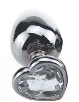 Серебристая пробка с прозрачным кристаллом-сердечком - 9 см. - фото 397852