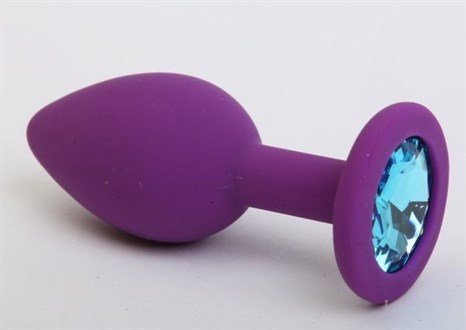 Фиолетовая силиконовая пробка с голубым стразом - 7,1 см. - фото 397877