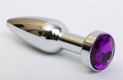 Удлинённая серебристая пробка с фиолетовым кристаллом - 11,2 см. - фото 397950