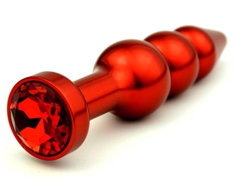 Красная анальная ёлочка с красным кристаллом - 11,2 см. - фото 397958