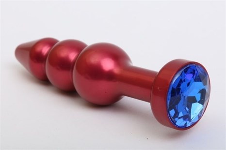 Красная анальная ёлочка с синим кристаллом - 11,2 см. - фото 397961