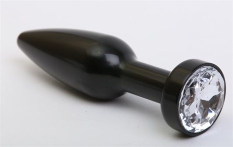 Чёрная удлинённая пробка с прозрачным кристаллом - 11,2 см. - фото 397990