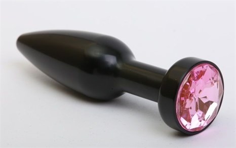 Чёрная удлинённая пробка с розовым кристаллом - 11,2 см. - фото 397991