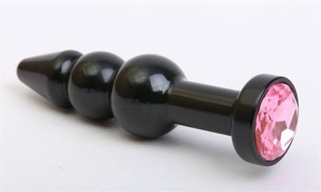 Чёрная анальная ёлочка с розовым кристаллом - 11,2 см. - фото 398266