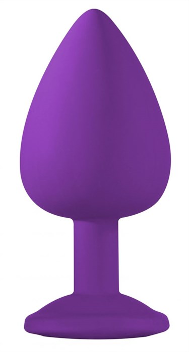 Большая фиолетовая анальная пробка Emotions Cutie Large с прозрачным кристаллом - 10 см. - фото 399480