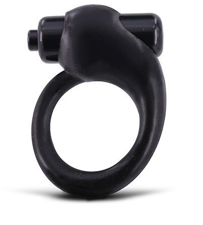 Чёрное эрекционное кольцо с вибрацией - фото 401123