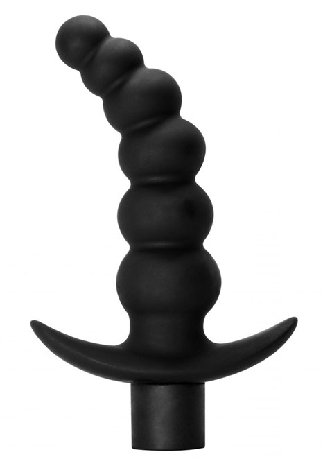 Чёрная анальная ёлочка с вибрацией Ecstasy - 14 см. - фото 401352