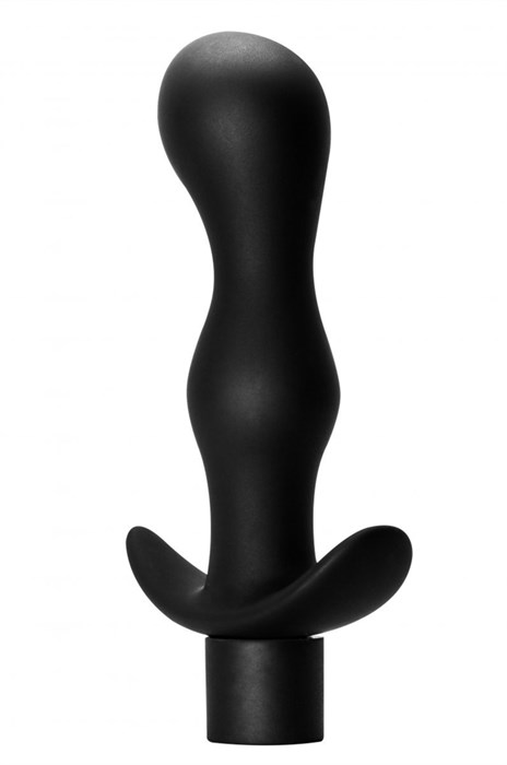 Черная фигурная анальная пробка с вибрацией Passion - 14 см. - фото 401369