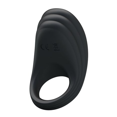 Чёрное перезаряжаемое эрекционное кольцо с вибрацией - фото 401799