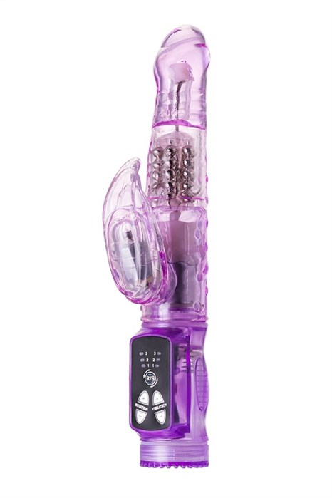 Фиолетовый вибратор High-Tech fantasy с клиторальным лепестком - 21 см. - фото 401988