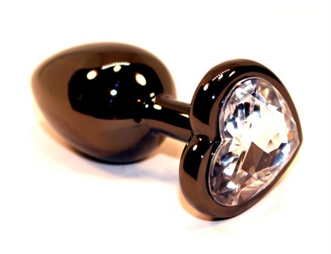 Чёрная пробка с прозрачным сердцем-кристаллом - 7 см. - фото 402238
