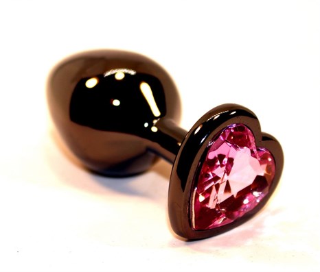 Чёрная пробка с розовым сердцем-кристаллом - 7 см. - фото 402240