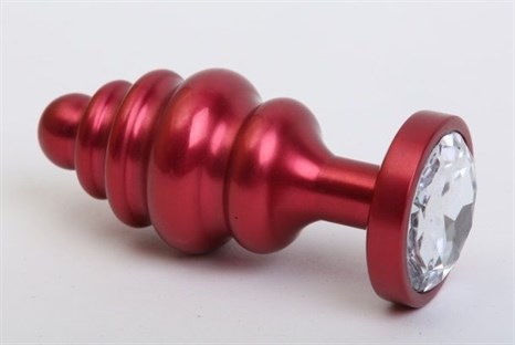 Красная металлическая фигурная пробка с прозрачным стразом - 7,3 см. - фото 402377