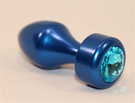 Синяя анальная пробка с голубым кристаллом - 7,8 см. - фото 402603