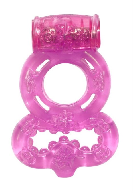 Розовое эрекционное кольцо Rings Treadle с подхватом - фото 402670