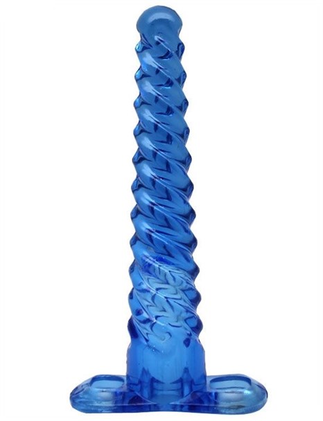 Синий спиралевидный анальный конус - 17 см. - фото 403924