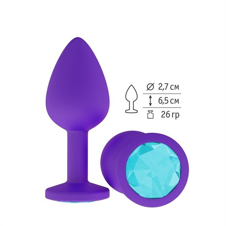 Фиолетовая силиконовая пробка с голубым кристаллом - 7,3 см. - фото 404098