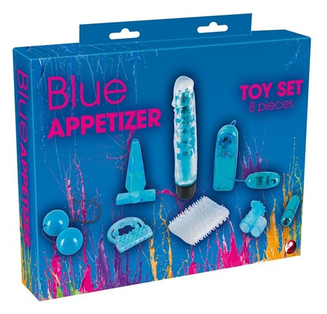 Голубой вибронабор из 8 предметов Blue Appetizer - фото 404156