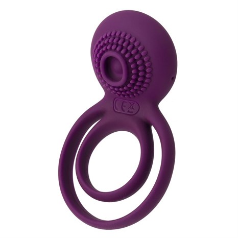 Фиолетовое эрекционное виброкольцо Tammy с подхватом мошонки - фото 404864