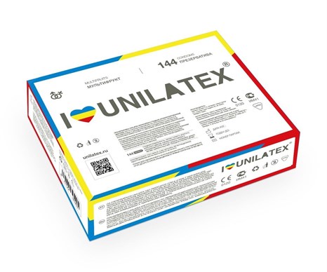 Разноцветные ароматизированные презервативы Unilatex Multifruits - 144 шт. - фото 405580