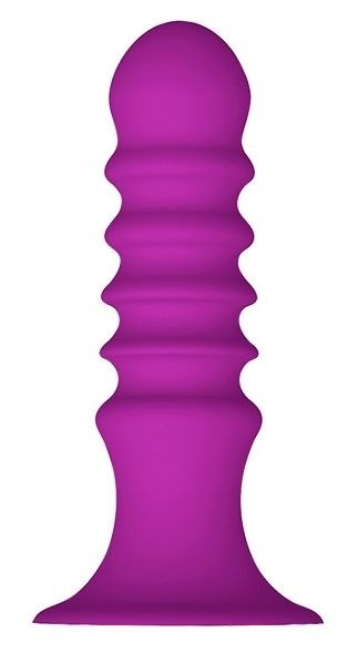 Фиолетовый ребристый анальный стимулятор RIBBED PLUG - 13,5 см. - фото 406304
