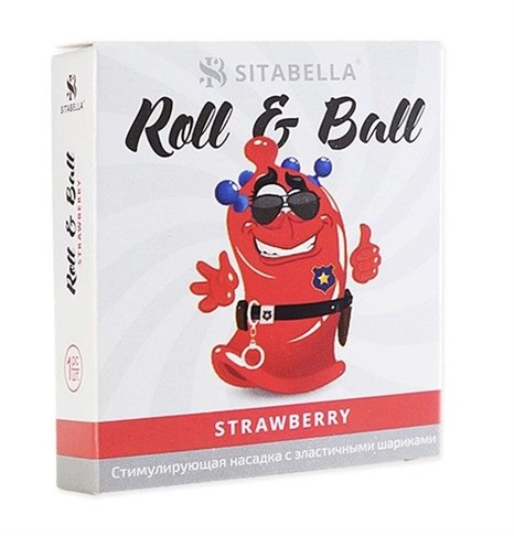 Стимулирующий презерватив-насадка Roll   Ball Strawberry - фото 406640