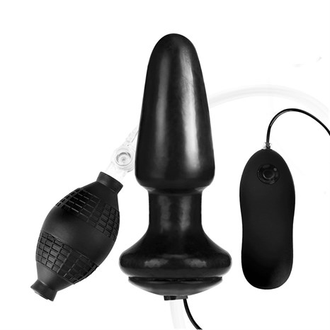 Надувная вибрирующая анальная пробка  Inflatable Vibrating Butt Plug - 10,2 см. - фото 406792