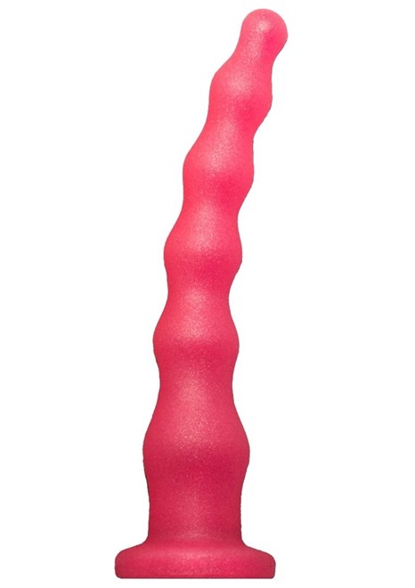 Розовый удлинённый анальный стимулятор с шариками - 22 см. - фото 406911
