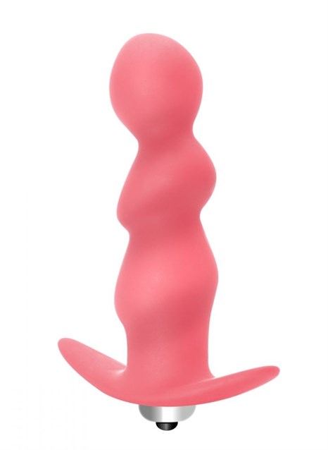 Розовая фигурная анальная вибропробка Spiral Anal Plug - 12 см. - фото 406945