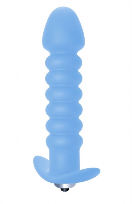 Голубая анальная вибропробка Twisted Anal Plug - 13 см. - фото 406949