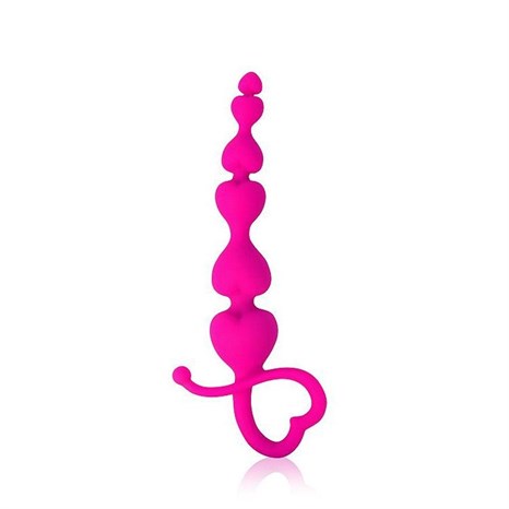 Розовая анальная цепочка Cosmo с петелькой - 14,5 см. - фото 407375