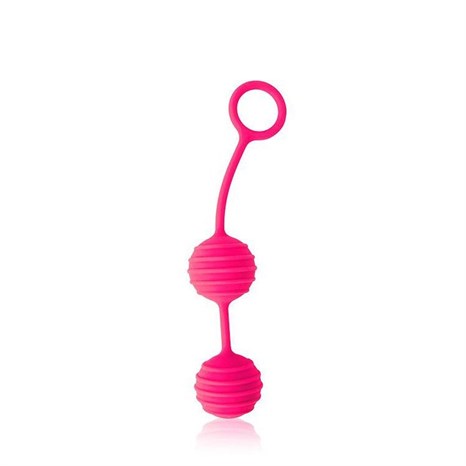 Розовые вагинальные шарики с ребрышками Cosmo - фото 407686